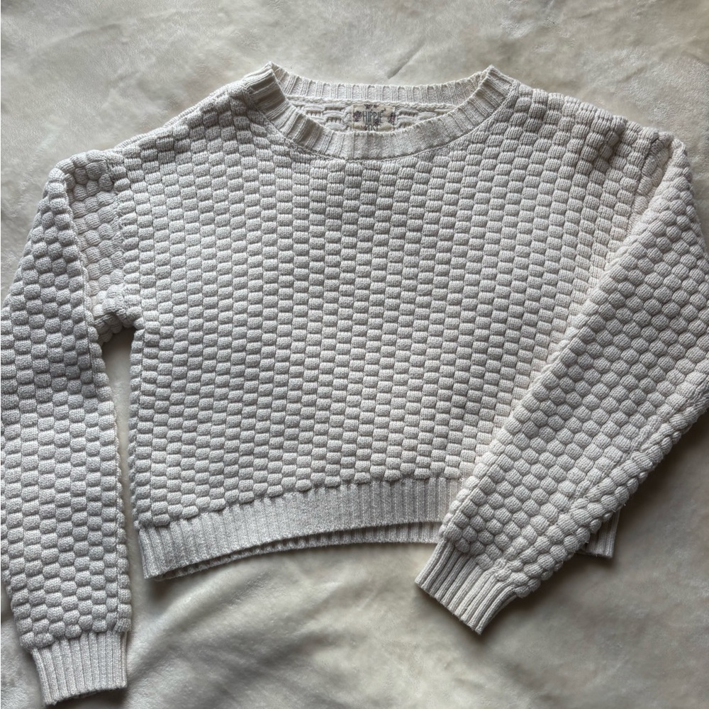 Hippie Rose Cropped Textured Knit Sweater